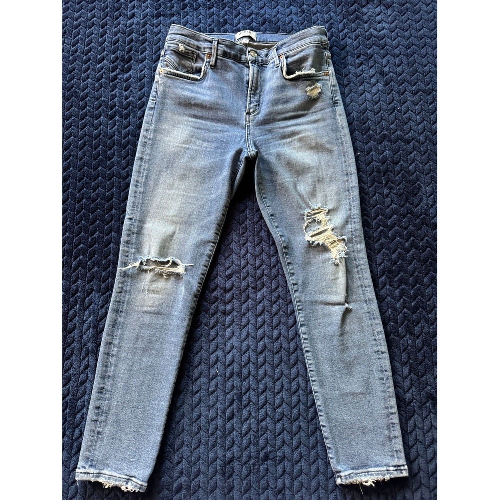 AGOLDE Women's Blue Denim Distressed Jean Ankle Size 29